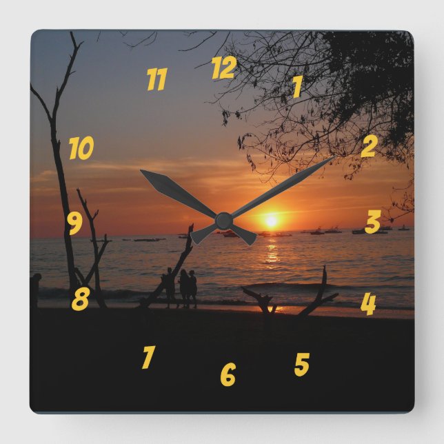 Breathtake Tamarindo Sunset Fyrkantig Klocka (Framsida)