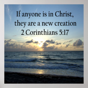 BREATHTAKING 2 CORINTHIANS 5:17 OCEAN SUNRISE POSTER