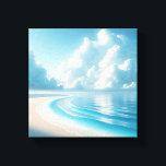 Breathtaking Coastal Scenery with Towering White  Canvastryck<br><div class="desc">A stunning digital landscape featuring monumental, fluffy white cumulus clouds dominating a bright blue sky. Below, gentle turquoise waves curve elegantly along a pristine white sand beach, creating a sense of vastness and divine tranquility. This ethereal composition is perfect for large-scale wall art, meditation rooms, or high-end coastal interior design....</div>