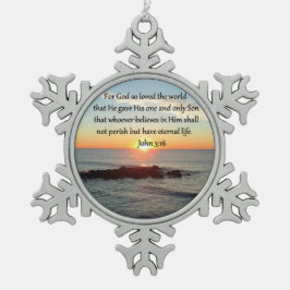 BREATHTAKING JOHN 3:16 SUNRISE SNÖFLINGA PEWTER JULGRANSPRYDNAD