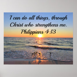 BREATHTAKING PHILIPPIANS 4:13 OCEAN SUNRISE POSTER