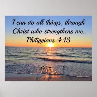 BREATHTAKING PHILIPPIANS 4:13 OCEAN SUNRISE POSTER