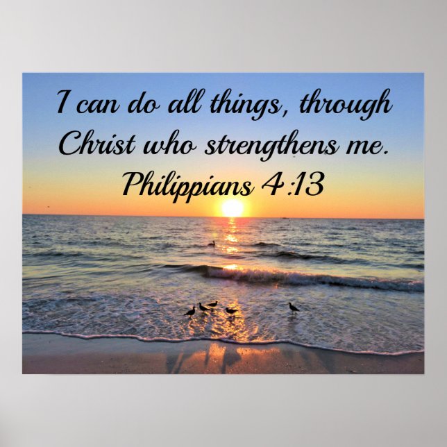 BREATHTAKING PHILIPPIANS 4:13 OCEAN SUNRISE POSTER (Framsidan)