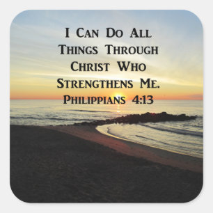 BREATHTAKING PHILIPPIANS 4:13 SCRIPTURE VERSE FYRKANTIGT KLISTERMÄRKE