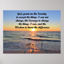 BREATHTAKING SUNRISE ON OCEAN SERENITY PRAYER POSTER