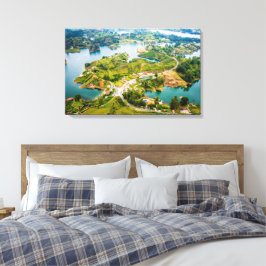 Breathtaking View of Guatape Antioquia Sunny Skies Canvastryck