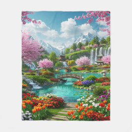 Breathting Fantasy japansk Garden Scene Fleecefilt