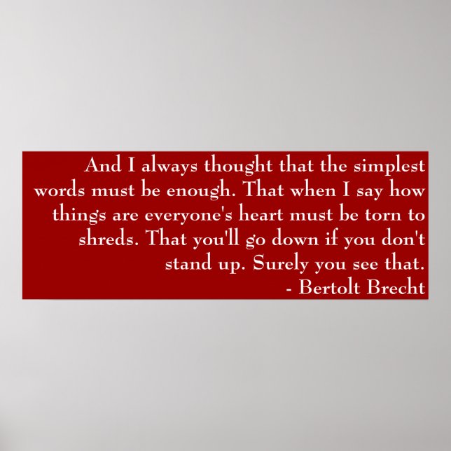 Brecht Dikt Poster (Framsidan)