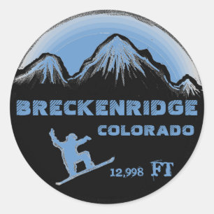 Breckenridge Colorado blue snowboard art-klistermä Runt Klistermärke