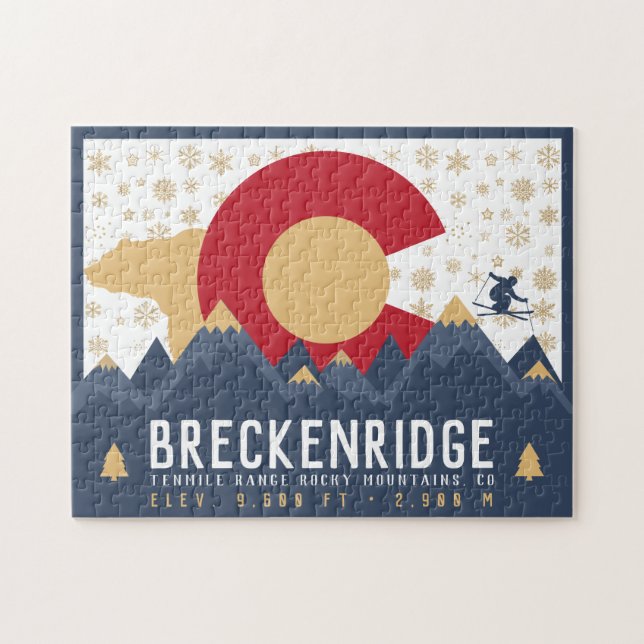 Breckenridge Colorado Flagga Mountain Ski Souvenir Pussel (Horisontell)