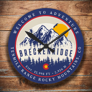Breckenridge Colorado Flagga Mountain Ski Souvenir Rund Klocka