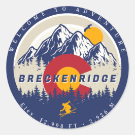 Breckenridge Colorado Flagga Mountain Ski Souvenir Runt Klistermärke