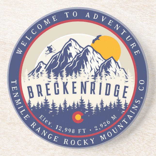 Breckenridge Colorado Flagga Mountain Ski Souvenir Underlägg (Framsidan)