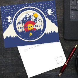 Breckenridge Colorado Flagga Mountain Ski Souvenir Vykort