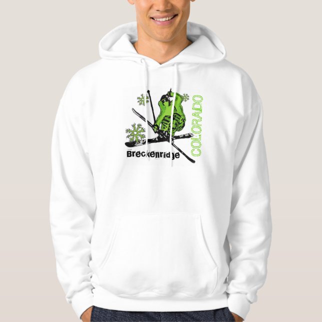 Breckenridge Colorado grönt skier killar hoodie (Framsida)