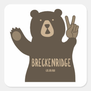 Breckenridge Colorado Peace Bear Fyrkantigt Klistermärke