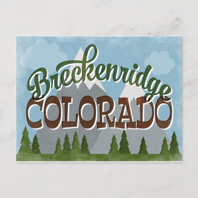 Breckenridge Colorado Roligt Retro Snowy Mountains Vykort (Framsida)
