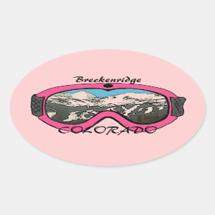 Breckenridge Colorado rosa goggleklistermärkear Ovalt Klistermärke