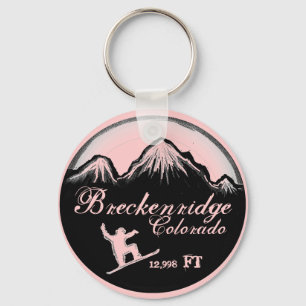 Breckenridge Colorado rosa snowboard art keychain Nyckelring