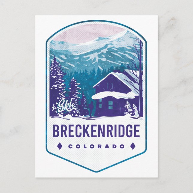 Breckenridge Colorado Ski Badge Vykort (Framsida)
