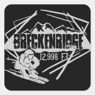 Breckenridge Colorado skiier-klistermärken Fyrkantigt Klistermärke