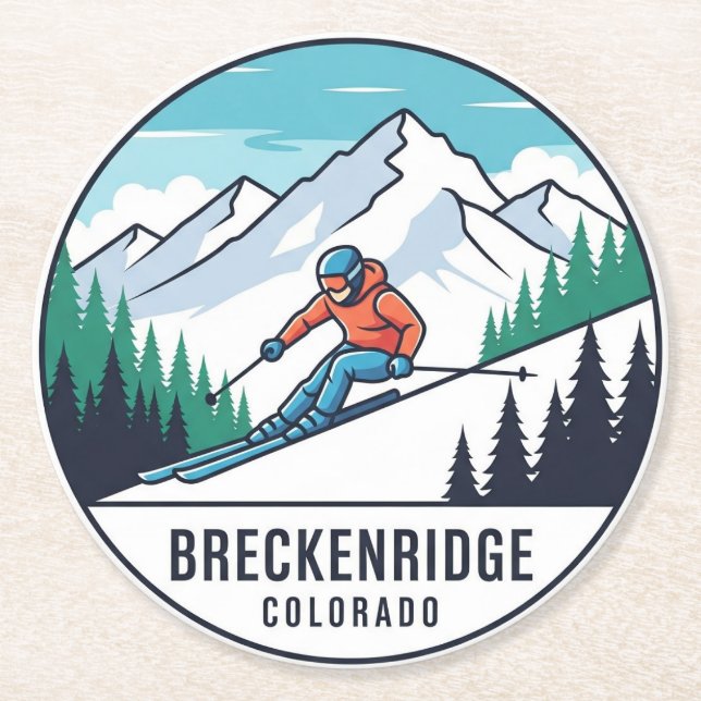 Breckenridge Colorado Skiing Travel Underlägg Papper Rund (Framsidan)