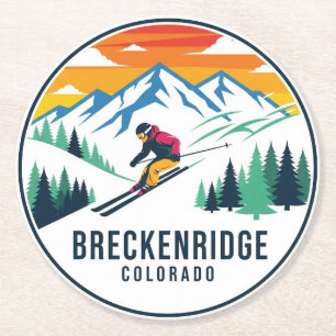 Breckenridge Colorado Skiing Travel Underlägg Papper Rund