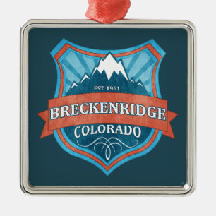 Breckenridge Colorado teal grunge sköld ornament