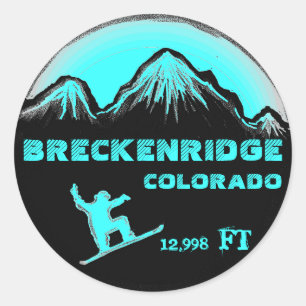 Breckenridge Colorado teal snowboard art-klistermä Runt Klistermärke