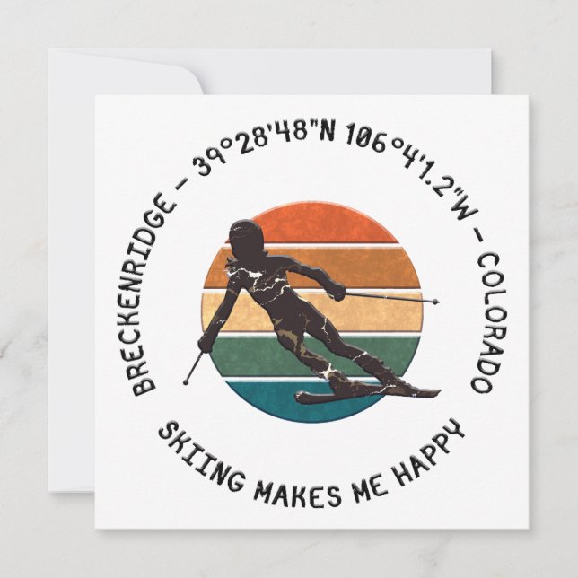 Breckenridge, Colorado - Woman Skier, svart text Julkort (Framsida)