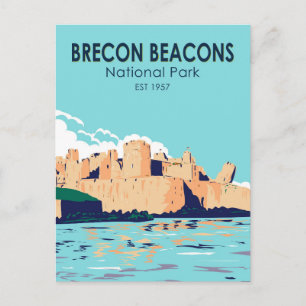 Brecon Beacons nationalpark Caerphilly slott Vykort