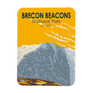 Brecon Beacons nationalpark Wales Pen Y Fläkt Retr Magnet