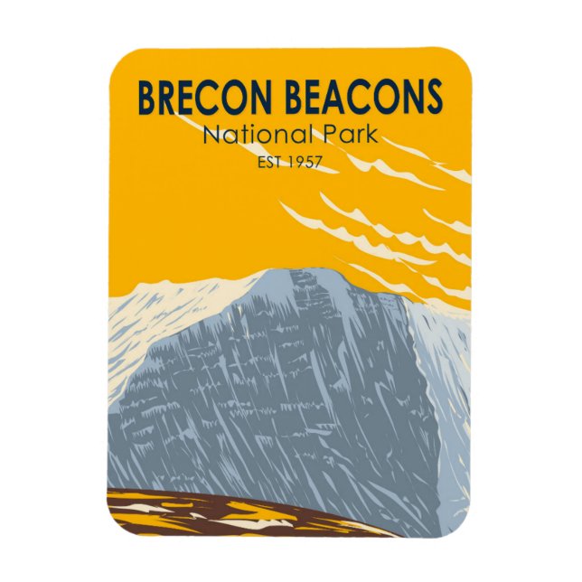 Brecon Beacons nationalpark Wales Pen Y Fläkt Retr Magnet (Vertikal)