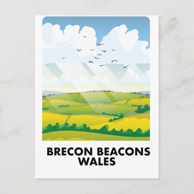 Brecon Beacons Wales resoraffisch Vykort (Framsida)