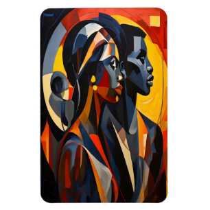 Bred Abstrakt Cubist Porträtt Art Magnet