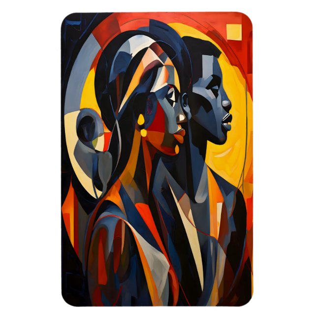 Bred Abstrakt Cubist Porträtt Art Magnet (Vertikal)