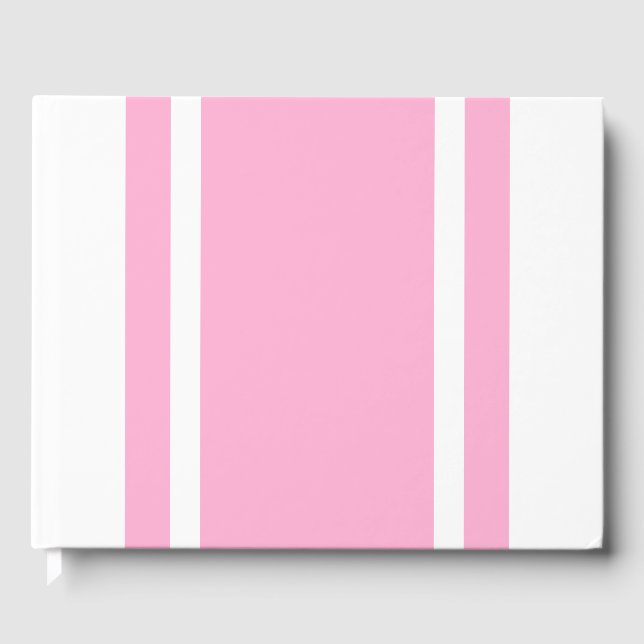 Bred Chic Mjuk Rosa Tävla Rand på Crisp White Gästböcker (Framsida)