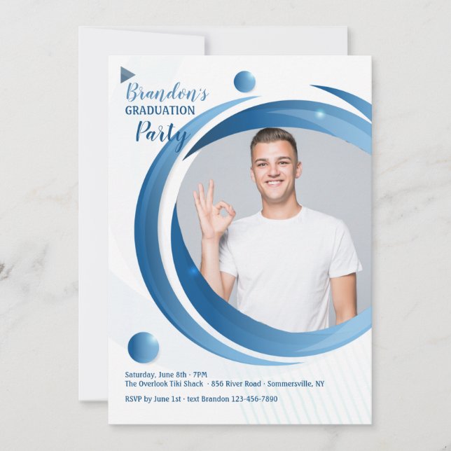 Bred cirkel examensfest Foto inbjudan (Framsida)