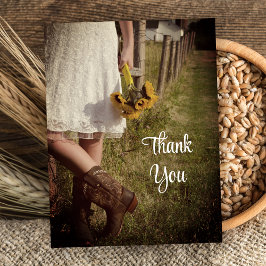 Bred, Cowboy Boots, solblommor Bröllop Tack Vykort