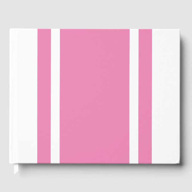 Bred Elegant Rosa Tävla Rand på Crisp White Gästböcker (Framsida)