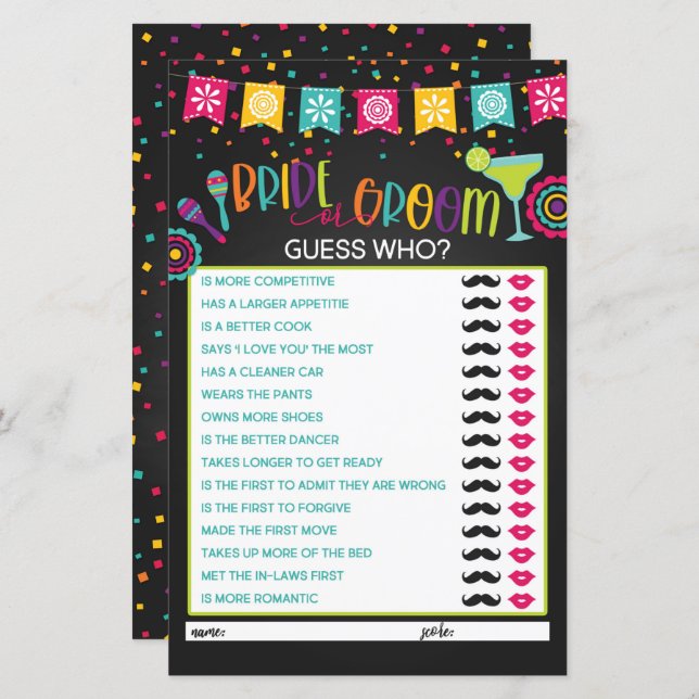 Bred- eller Groom-spel - Fiesta (Fram/baksida)