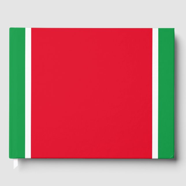 Bred Lodrät Red White Grönt Kant Rand Gästböcker (Framsida)