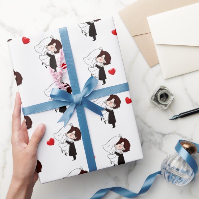 Bred och groom med röda öron presentpapper (Gifting)