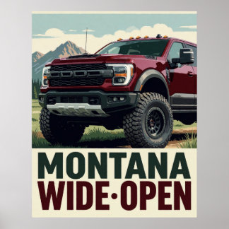 🏕️ Bred öppen Mountain Truck Landskap Poster