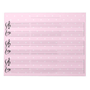 Bred Regel Söt Rosa Piano Music Manuscript Papper Anteckningsblock