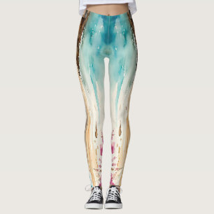 Bred Sjölandskap i byn Medelhavet efter hav Leggings