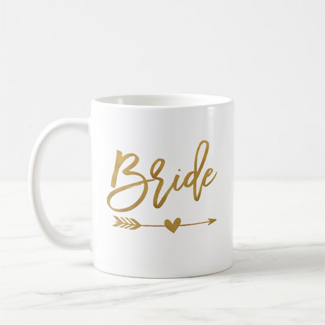 Bred, smal och hjärtfaux guld foil kaffemugg (Vänster)