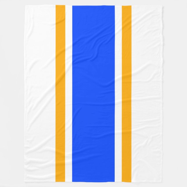 Bred Tävla för ljusblå Gult Rand på vitt Fleecefilt (Framsidan)