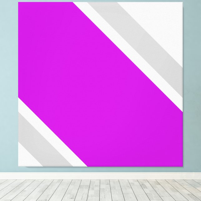 Bred tropisk Rosa Grått Tävla Rand på vit Canvastryck (Insitu (trägolv))