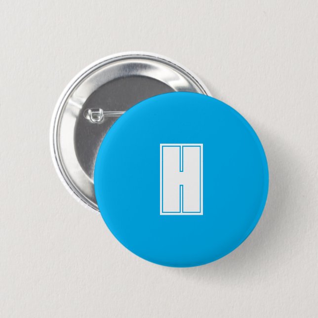 Bred, vit, inledande ljusblå knapp (Framsida & baksida)
